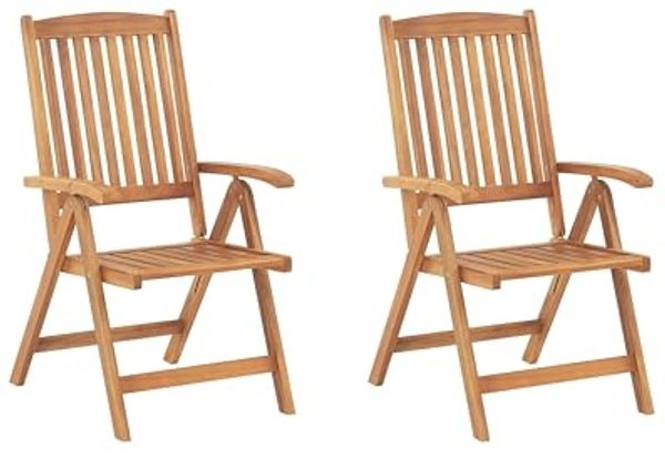 Gartenstuhl 2er Set JAVA Akazienholz Heller Holzfarbton