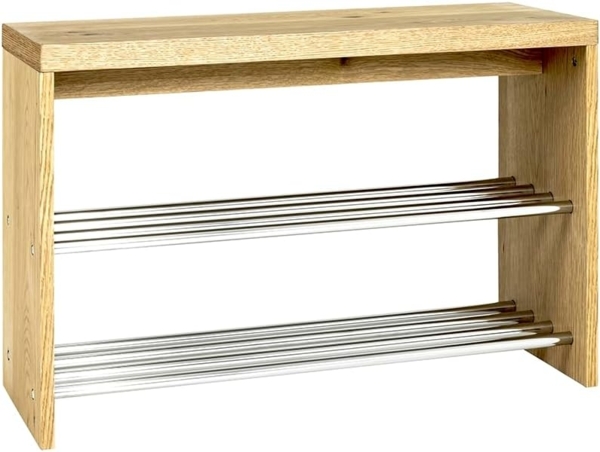 Schuhbank eiche chrom Echtholz 81x30x55cm