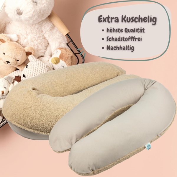 sei Design Stillkissenbezug 100% Baumwolle passend für Stillkissen XXL, Bezug für Schwangerschaftskissen, Seitenschläferkissen 190x30 cm, mit Reißverschluss, waschbar und Schadstoffgeprüft Bild 4