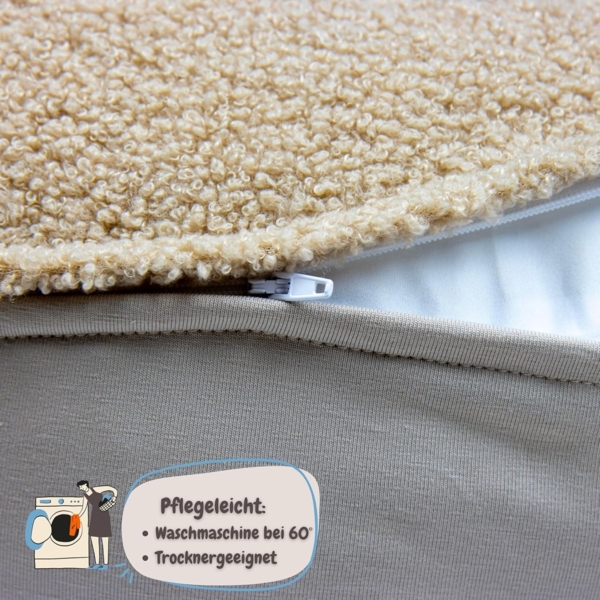 sei Design Stillkissenbezug 100% Baumwolle passend für Stillkissen XXL, Bezug für Schwangerschaftskissen, Seitenschläferkissen 190x30 cm, mit Reißverschluss, waschbar und Schadstoffgeprüft Bild 5