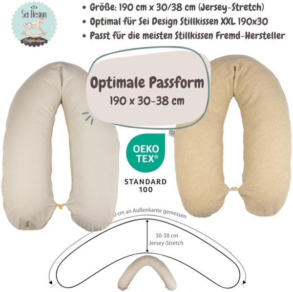 sei Design Stillkissenbezug 100% Baumwolle passend für Stillkissen XXL, Bezug für Schwangerschaftskissen, Seitenschläferkissen 190x30 cm, mit Reißverschluss, waschbar und Schadstoffgeprüft Bild 3