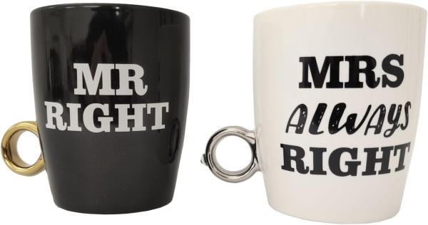 Out of the Blue Keramik-Becher, Mr Right & Mrs Always Right