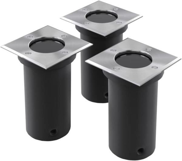 vidaXL Outdoor Bodenleuchten 3 Stk. Quadratisch 40394