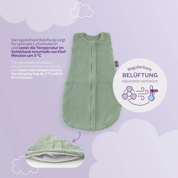 Sommerschlafsack LIEBMICH Baumwollmusselin kastanie, Größe 70 Bild 3