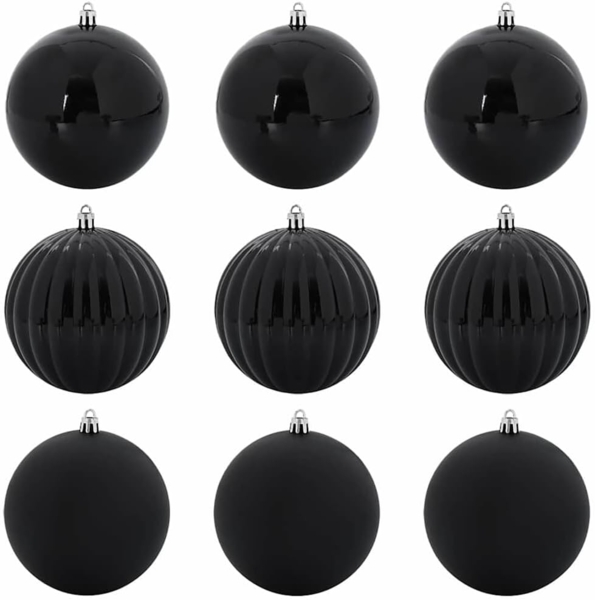 vidaXL Weihnachtskugel-Set 9 pcs Schwarz Kunststoff 42018858