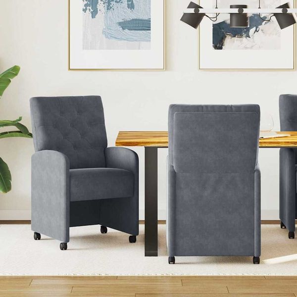 vidaXL Esszimmerstühle mit Rollen 2 pcs Dunkelgrau 58 x 67 x 97 cm 42017867