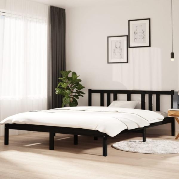 Massivholzbett Schwarz 150x200 cm 5FT King Size [814893]