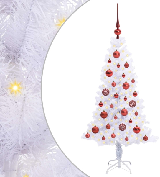 vidaXL Künstlicher Weihnachtsbaum Weiß 120 cm PVC und Stahl 3426639