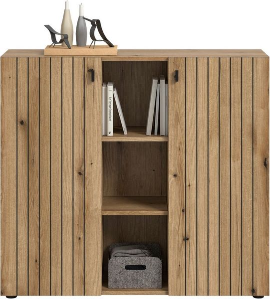 Home affaire Schuhschrank TATIO, Breite 106 cm, Rillenoptik, offene Fächer, 2 Türen (1-St) Schuhschrank, Schuhkommode, Flurkommode, Kommode