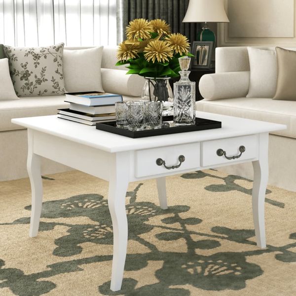 vidaXL Couchtisch mit 4 Schubladen Weiß 242436