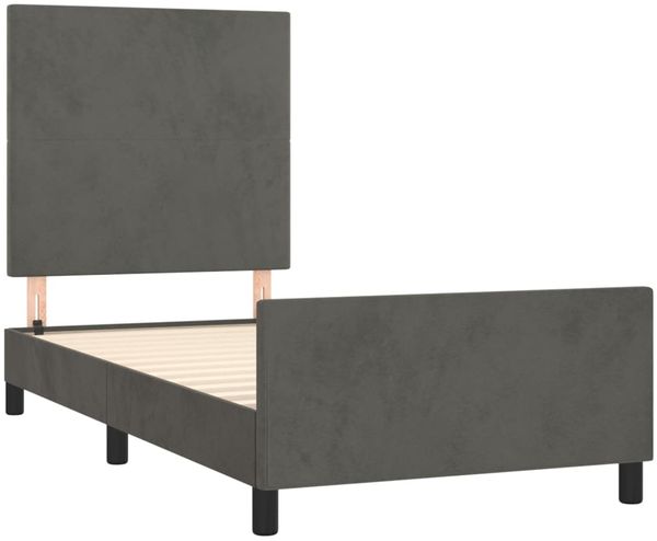 Bettgestell mit Kopfteil Samt Dunkelgrau 90x190 cm, Härtegrad: H2 [3125606] Bild 4