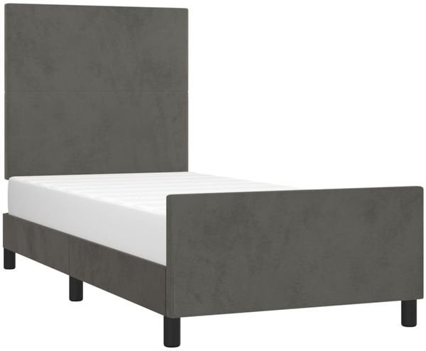Bettgestell mit Kopfteil Samt Dunkelgrau 90x190 cm, Härtegrad: H2 [3125606] Bild 3