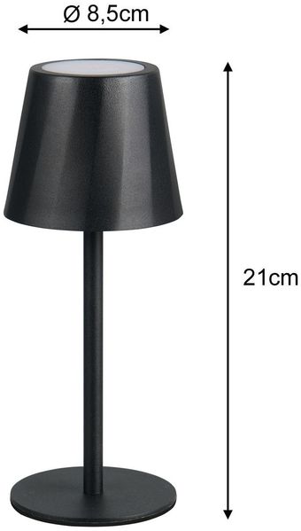 2er SET Akku LED Tischlampen kabellos für Innen & Außen, Schwarz - 21cm klein Bild 4