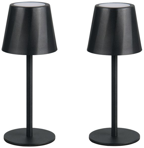 2er SET Akku LED Tischlampen kabellos für Innen & Außen, Schwarz - 21cm klein Bild 2