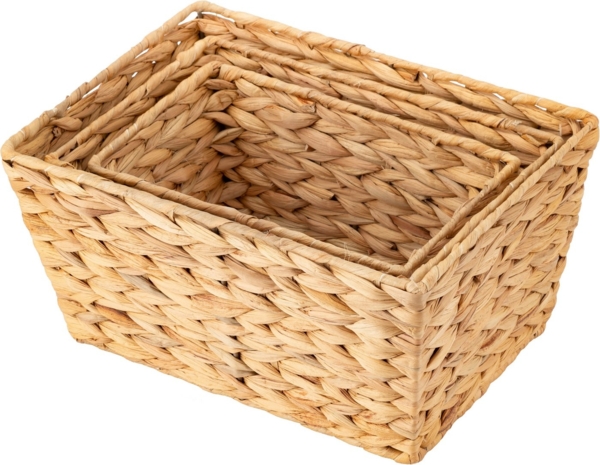 ECHTWERK Aufbewahrungskorb Rechteckiger Flechtkorb (Set, 3 St), aus Wasserhyazinthe, handgeflochten Bild 2