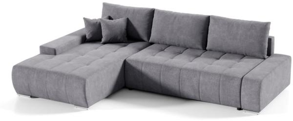 Ecksofa Sofa mit Schlaffunktion VOGAR Stoff Aston Dunkelgrau Ottomane Links