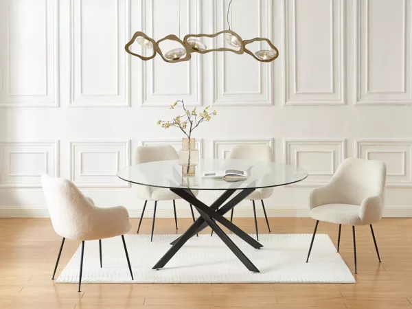 Vente-unique - COSIMA Esstisch Glas TransparentSchwarz - B 160 cm x H 72,5 cm x L 160 cm