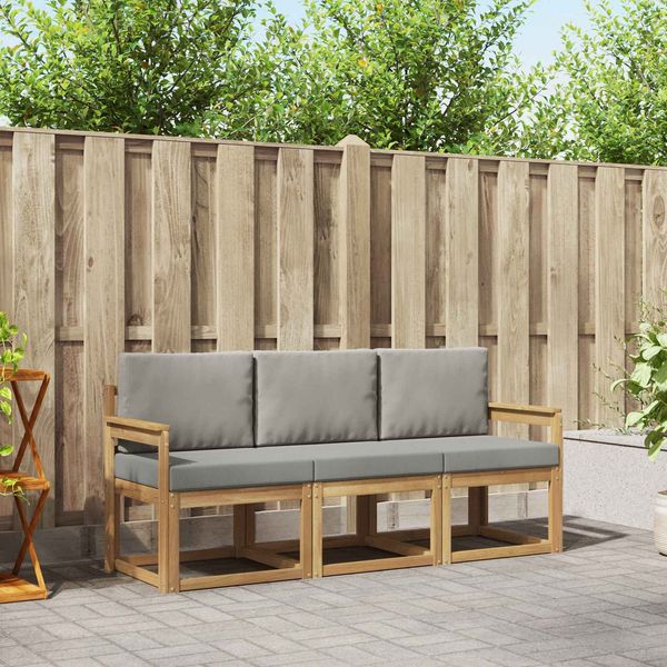 vidaXL Outdoor-Sofagarnitur 3 pcs Weiß und Hellgrau 189,5 x 63 x 73 cm 3387165