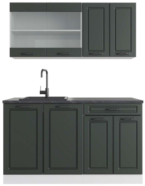 Vicco Singleküche Anthrazit Landhaus/Weiß 140 cm , AP Anthrazit, R-Line