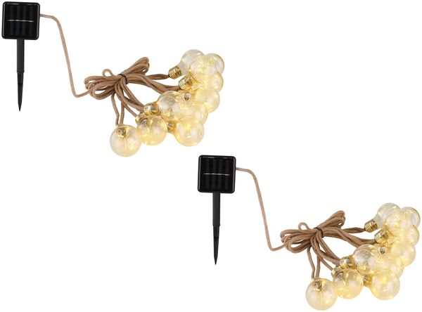 2er Set Solarbetriebene LED Outdoor Lichterkette mit 10 Glühbirnen, 5,7 Meter Bild 2