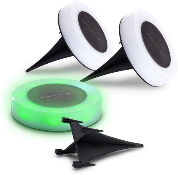 Spetebo LED Solarleuchte 2in1 LED Solar Schwimmlicht und Bodenleuchte - 3er Set, Farbwechsel, LED fest integriert, Farbwechsel, Garten Deko Beleuchtung mit Farbwechsel