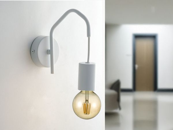 Ausgefallene LED Wandlampe 1-flammig Metall Weiß, Höhe 17,5cm