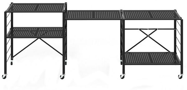 COSTWAY Schwerlastregal, Lagerregal mit Rollen, klappbar, Metall, 34,5x76x153cm
