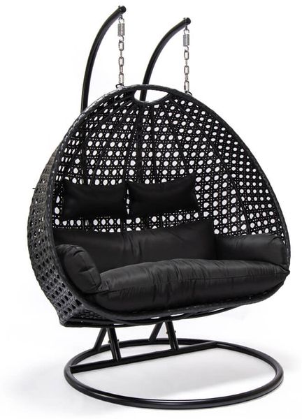 HOME DELUXE 'TWIN' Hängesessel für 2 Personen, Polyrattan, Schwarz, mit Regenabdeckung Bild 5