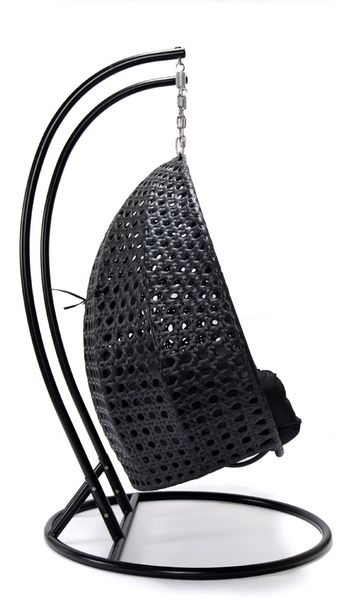 HOME DELUXE 'TWIN' Hängesessel für 2 Personen, Polyrattan, Schwarz, mit Regenabdeckung Bild 4