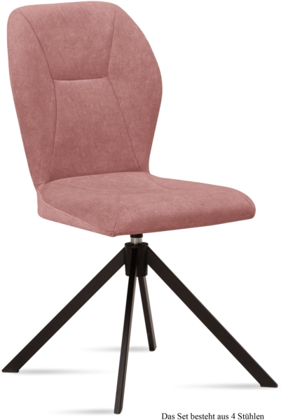 Esszimmerstuhl drehbar (4er-Set) Denyse 51x92x60 Schwarz/Rosewood