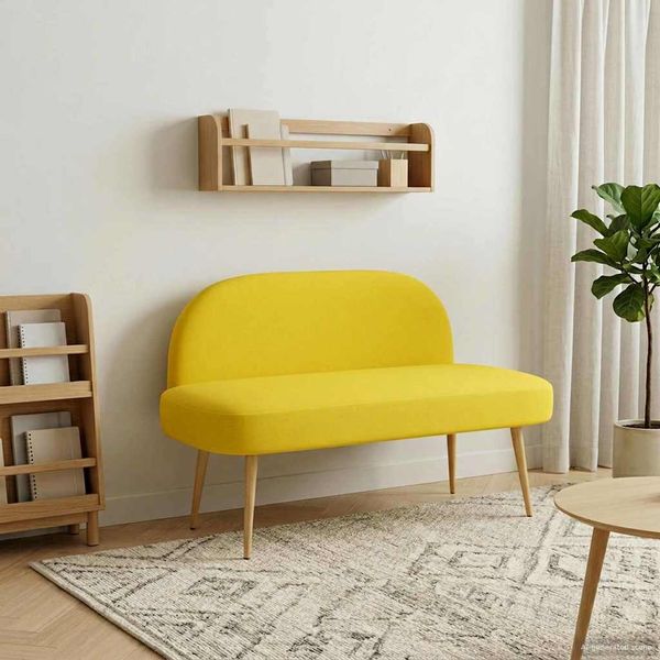 vidaXL Gepolsterte Bank mit Rückenlehne Hellgelb 110 x 60 x 76 cm 42040766