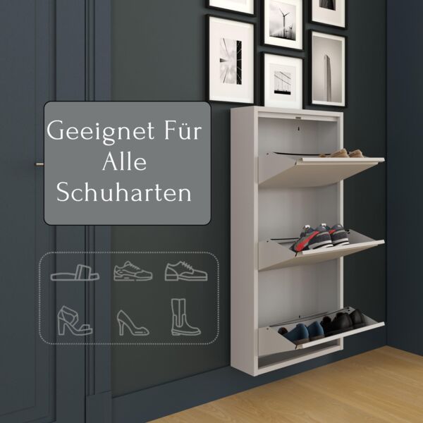Schuhkipper, Metall 50 x15 x 103,5 cm, grau RAL 7035