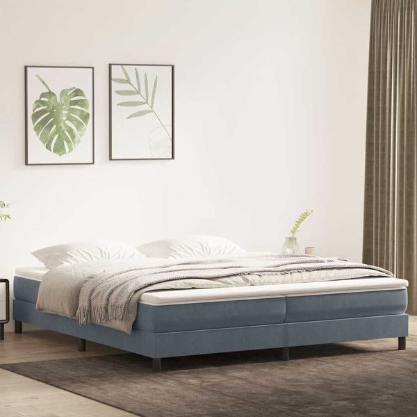 vidaXL Boxspringbett mit Matratze Dunkelgrau 180x210 cm Samt 3315934