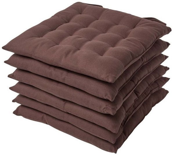 Homescapes Stuhlkissen Stuhlkissen braun 6 Stück
