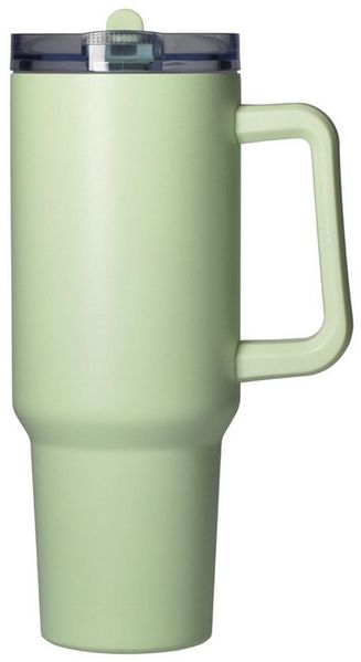 elasto Becher Edelstahl Trinkbecher mit Deckel und Strohhalm 1,2 Liter, isoliert, robust, für unterwegs