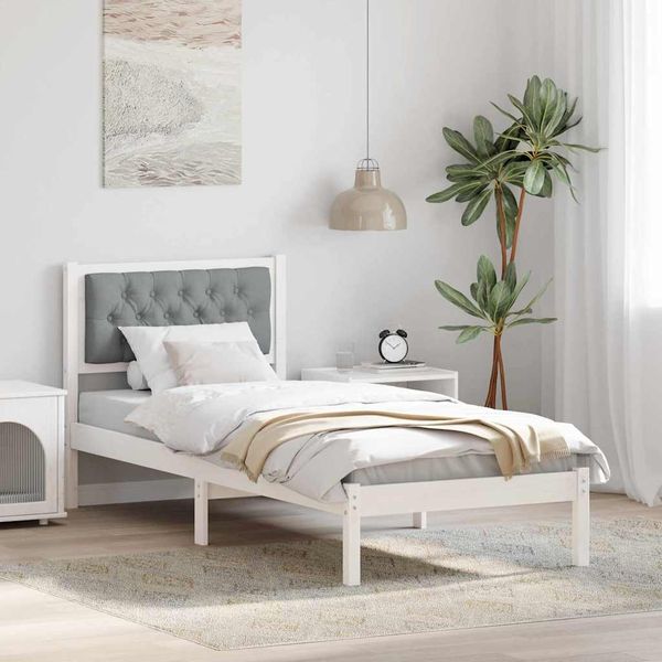 vidaXL Bettrahmen Hellgrau 80 x 200 cm Massives Kiefernholz 878223