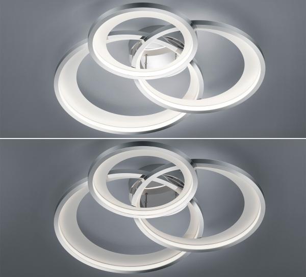 LED Deckenleuchte GRANADA mit drei Ringen in Chrom, dimmbar, Breite 71cm Bild 4