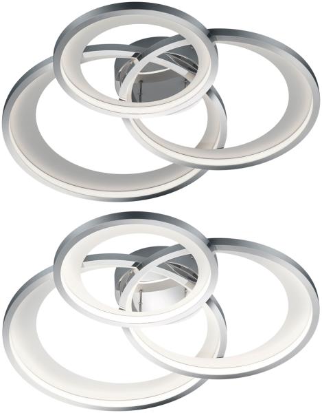 LED Deckenleuchte GRANADA mit drei Ringen in Chrom, dimmbar, Breite 71cm Bild 5