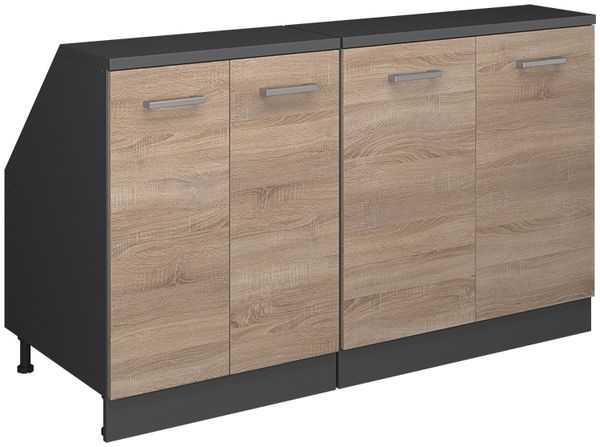 Küchenschrank für Dachschrägen R-Line Sonoma 140 cm 2er Set Schrankkorpuss 60 cm Tiefe Vicco