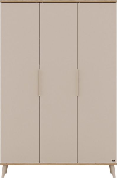 YUNY by PAIDI Kleiderschrank HAZEL in Beige, inkl. Kleiderstangen und Einlegeböden (B/H/T ca. 95-130/198/52cm, mit 2 oder 3 Türen) stabiler Drehtürenschrank aus Holz, mit Soft-Close-Funktion