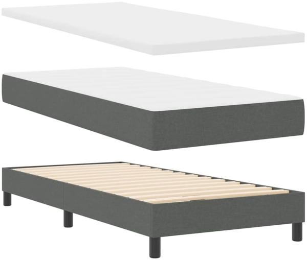vidaXL Boxspringbett mit Matratze Dunkelgrau 90 x 190 cm Stoff 3339934 Bild 1