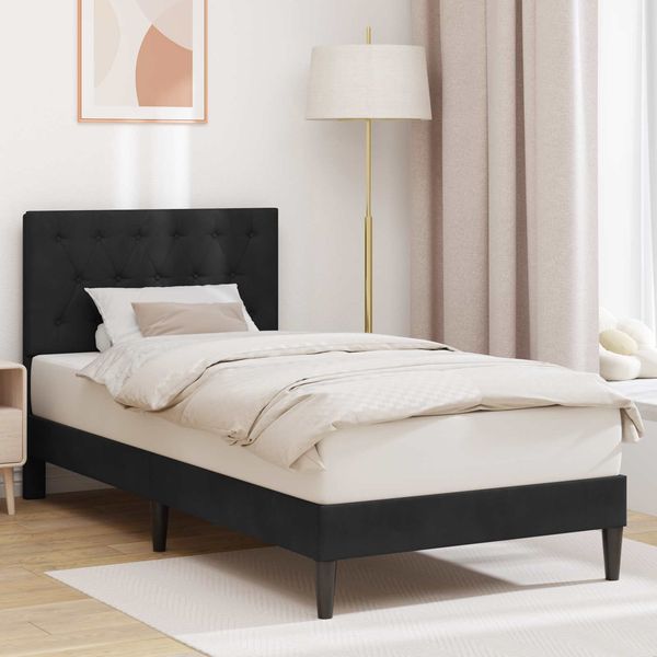 vidaXL Bettrahmen mit Kopfteil Schwarz 90x190 cm Samt 42027635