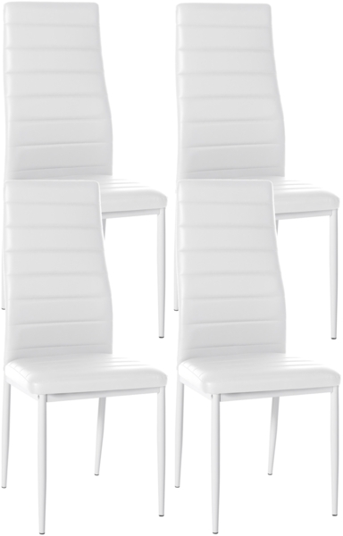 CLP 4er Set Esszimmerstühle Mayfair gepolstert mit Metallgestell,weiß Kunstleder