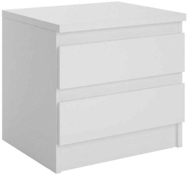 CARO-Möbel Nachttisch Aster Nachtschrank Nachtkommode mit 2 grifflosen Schubladen in weiß