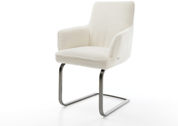 Freischwinger Heira-Flex mit Armlehnen Bouclé Weiß Freischwinger flach Graphit Taschenfederkern