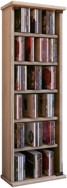VCM CD / DVD Media Regal Vetro 25213 Sonoma-Eiche H. 92 x B. 31 x T. 18 cm