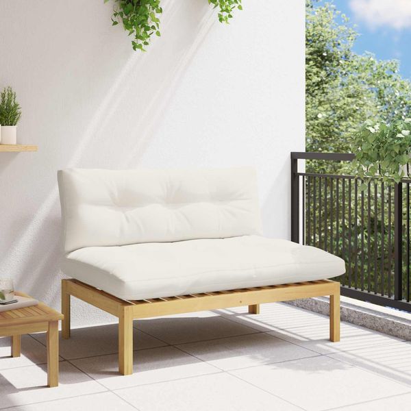 vidaXL Mittelsofa Einheit Helles Akazie und cremeweiß 120 x 80 x 82 cm 42026776