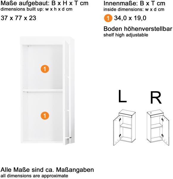 Trendteam 'Amanda' Hängeschrank, Holz, 77 x 23 x 37 cm, Eiche Bild 3
