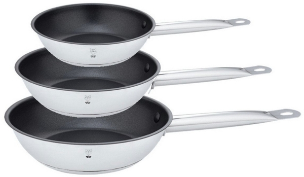 Gustav Voss Pfannen-Set Bratpfannenset Bratpfannen SEVILLA Pfanne, Edelstahl (Induktionsbratpfannen-Set, 3-tlg, Pfannenset 20 + 24 + 28 cm), induktionsfähig