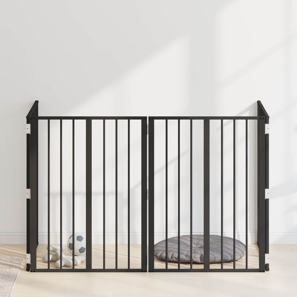 vidaXL Hundetor 4 pcs Schwarz 60 x 80 cm Verzinkter Stahl 892015